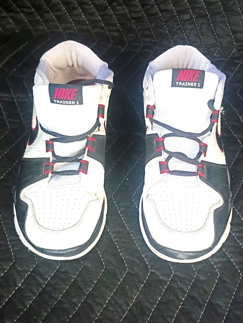 Nike Trainer 1 White Black Sneakers with Pink Accents