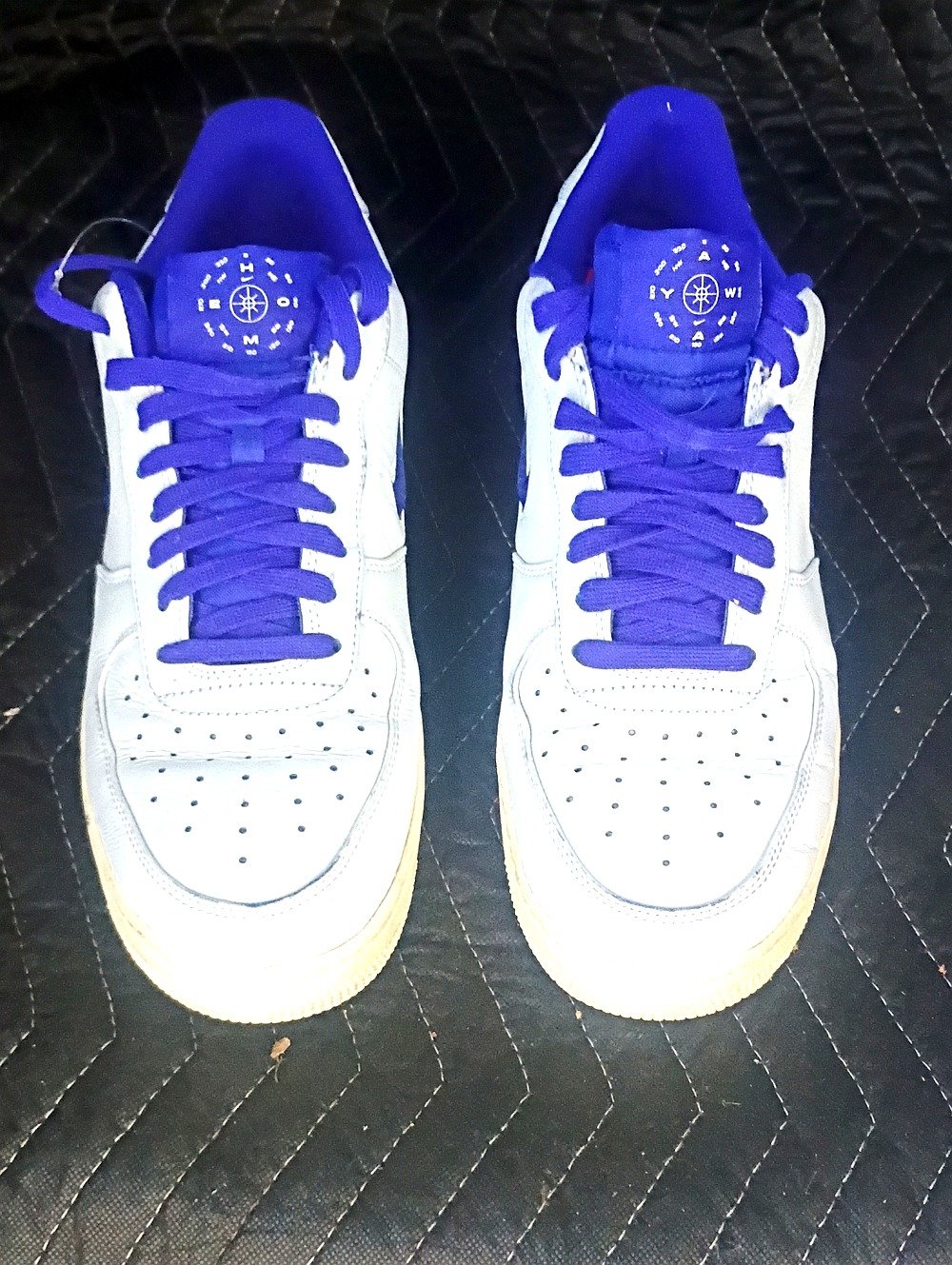 Nike White Low-Top Sneakers with Purple Laces and Collar