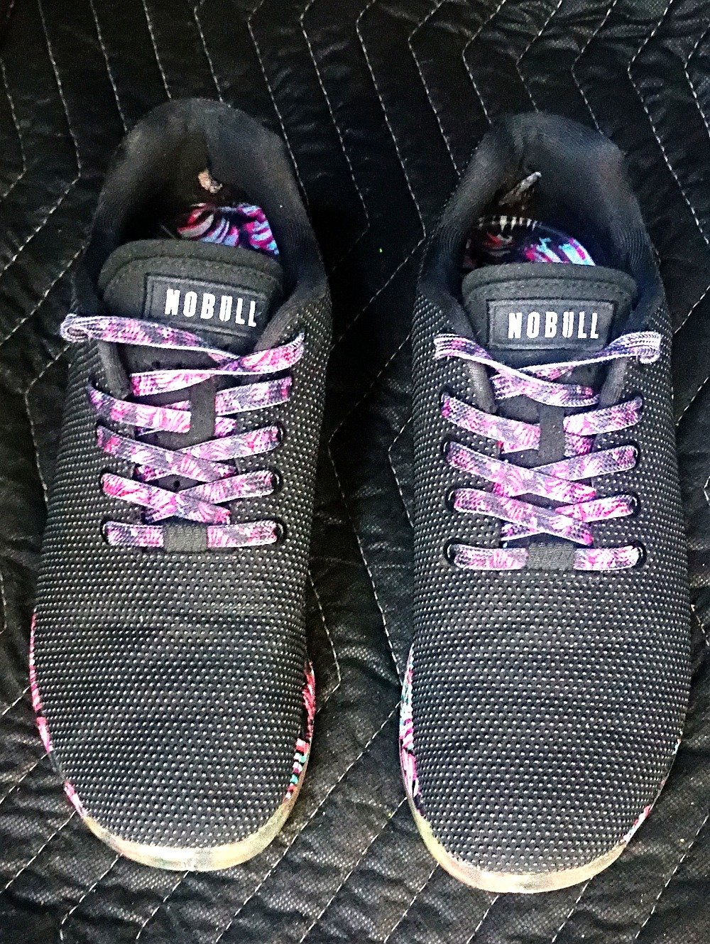 NOBULL Black Athletic Shoes with Pink Patterned Laces
